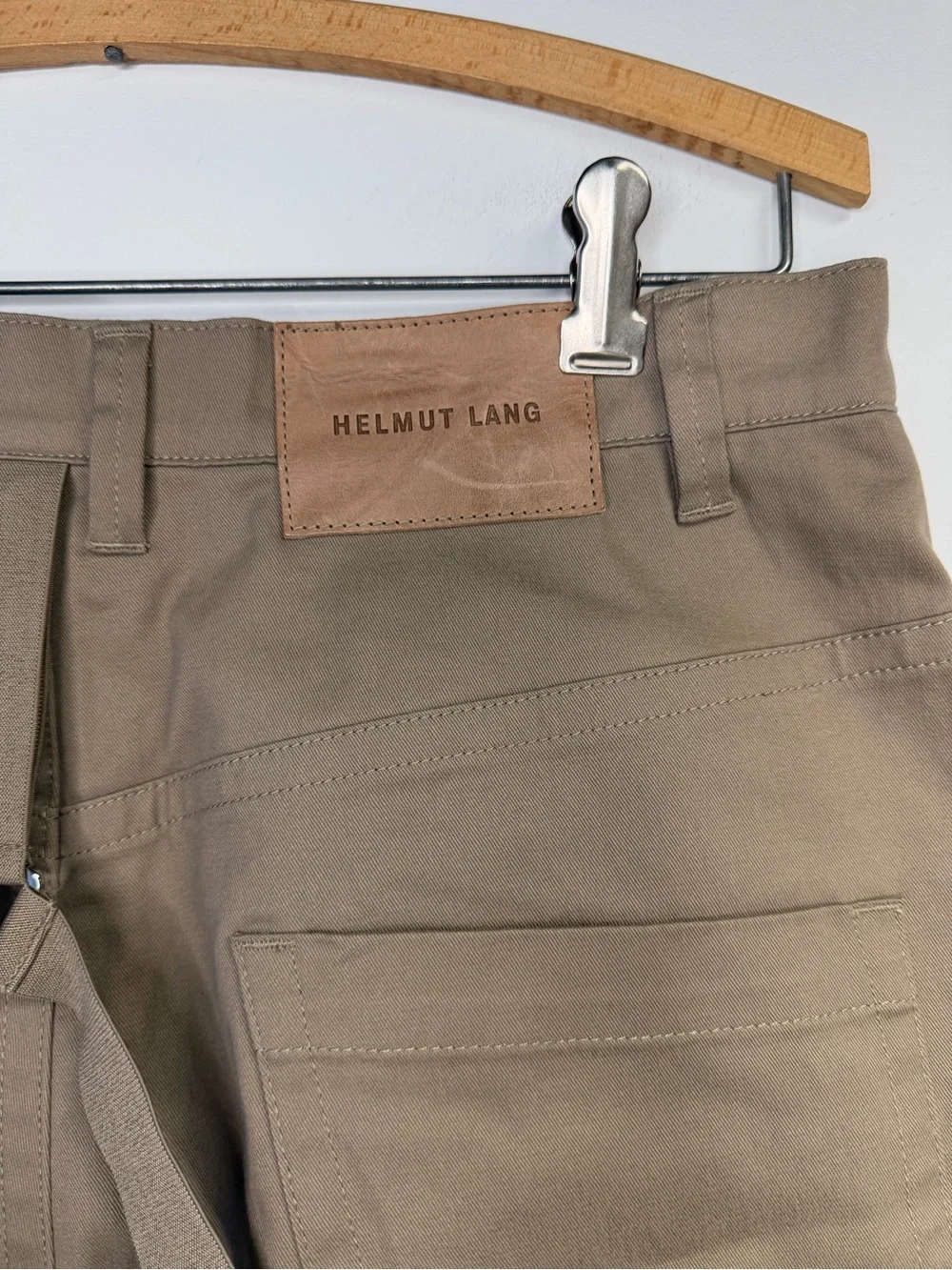 Helmut Lang Cropped Suspender Trouser Driftwood Tan Size 30 NWT - Picture 5 of 7